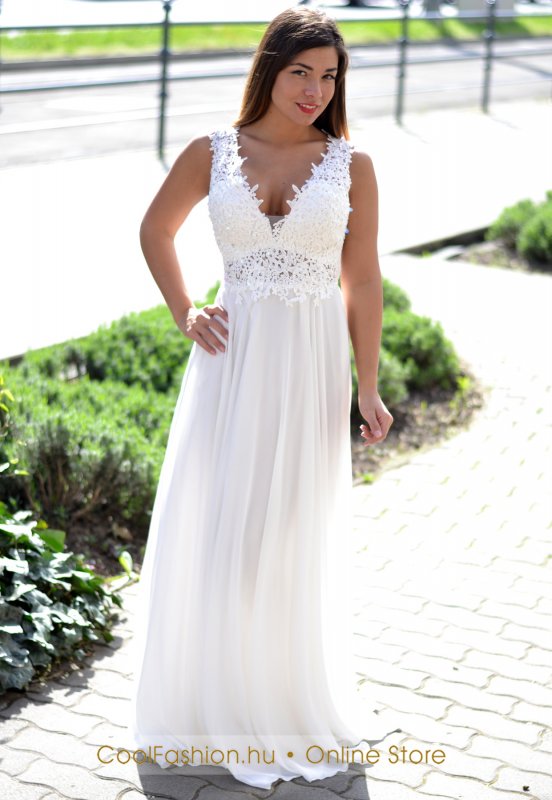 csipkes flitteres muszlin maxi ruha
