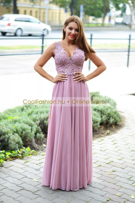 csipkes flitteres muszlin maxi ruha