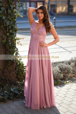 Csipkés flitteres-2 push-up muszlin maxi ruha