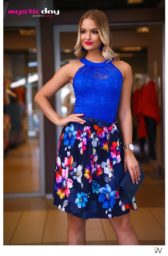 Eliz királykék csipkés virágos loknis ruha