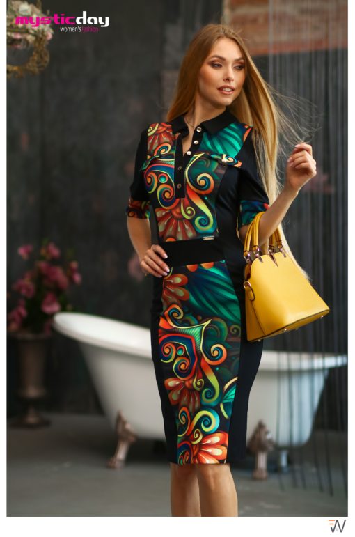 Zsüsztin aquaworld mintás galléros ruha