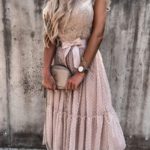 Dalanda nude midi pöttyös tüll ruha