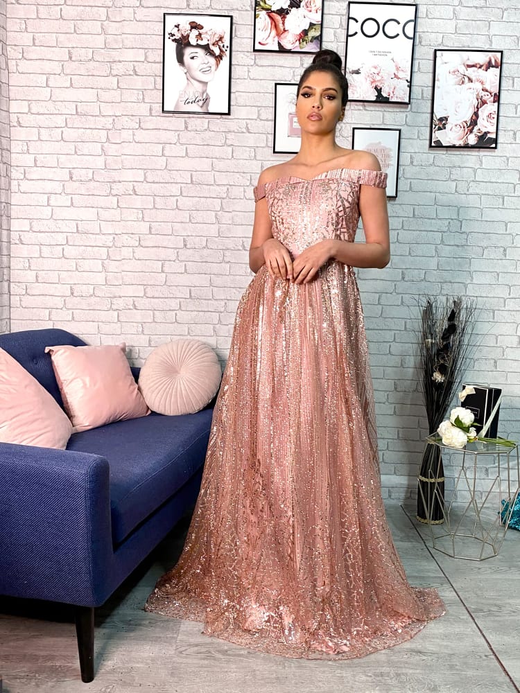 Madlen  pink-gold maxi ruha