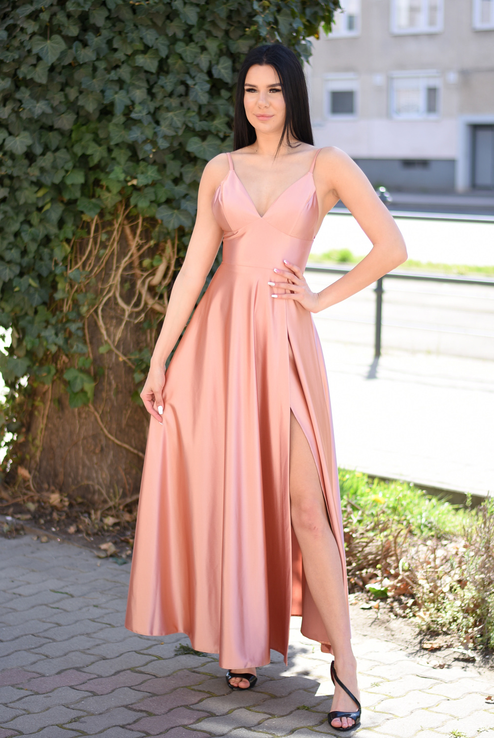 Oscar sötét rosegold maxi ruha