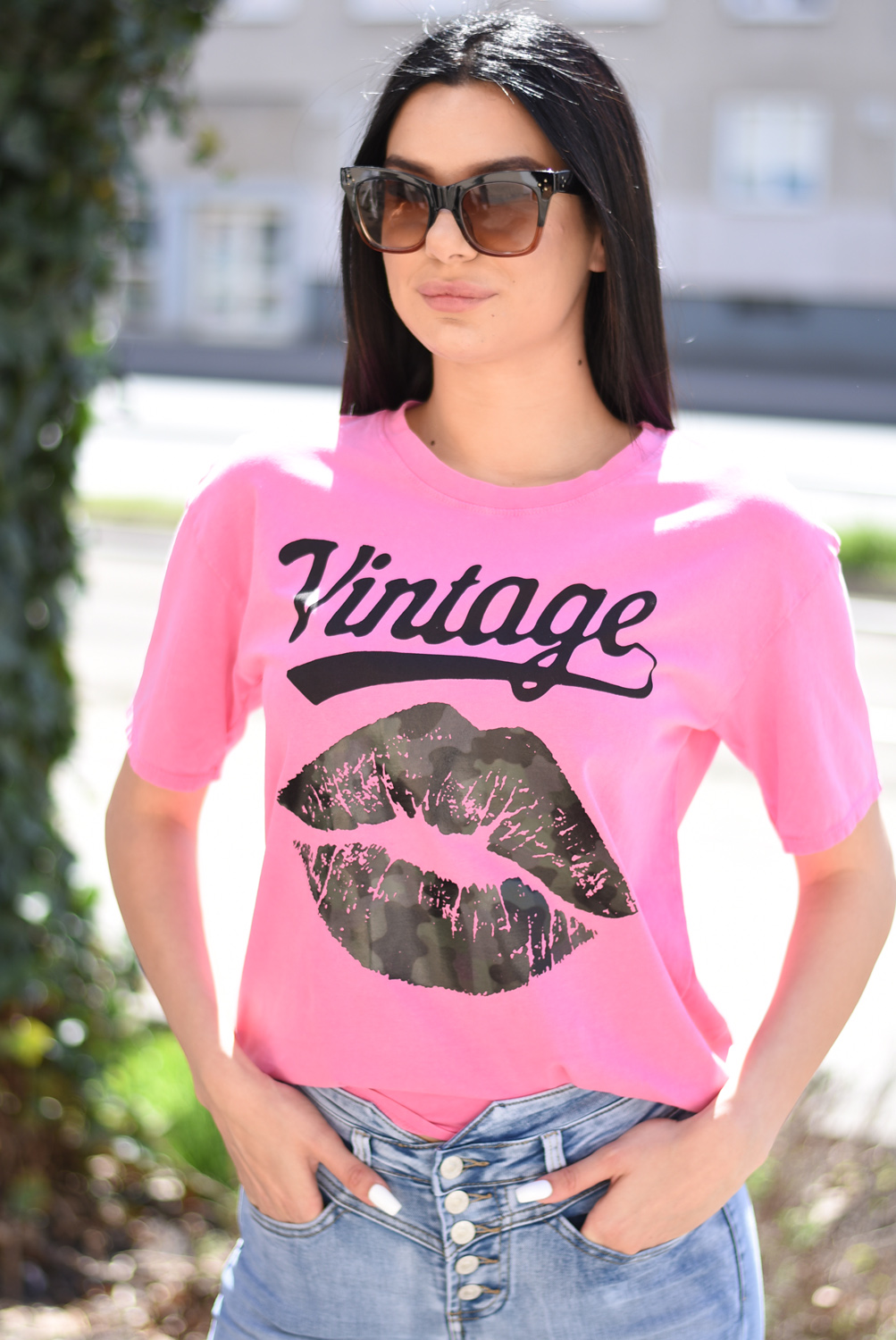 Pink vintage oversize póló
