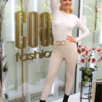 Pantallós krém bőr leggings