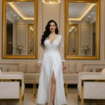 Zelda ekrü szatén plus size ruha