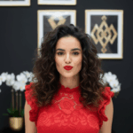 Csipkés piros dupla fodros body