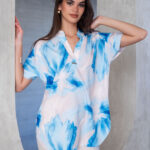 Glenda bézs-babakék mintás blúz