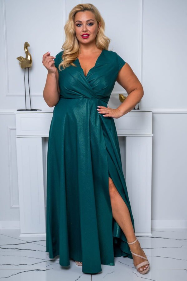 Natalia méregzöld plus size csillogós maxi ruha