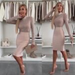 Olina nude köves bandage ruha