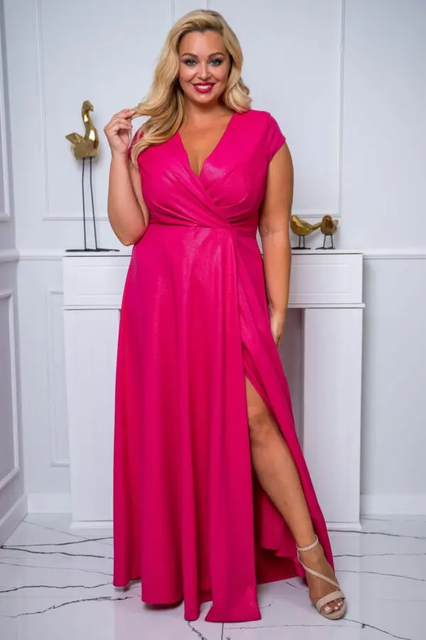 Natalia pink plus size csillogós maxi ruha
