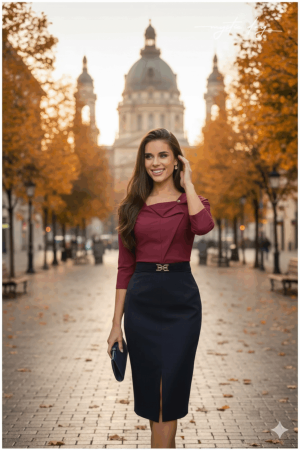 Mystic Day Franciska bordó masnis háromnegyedes ujjú felső