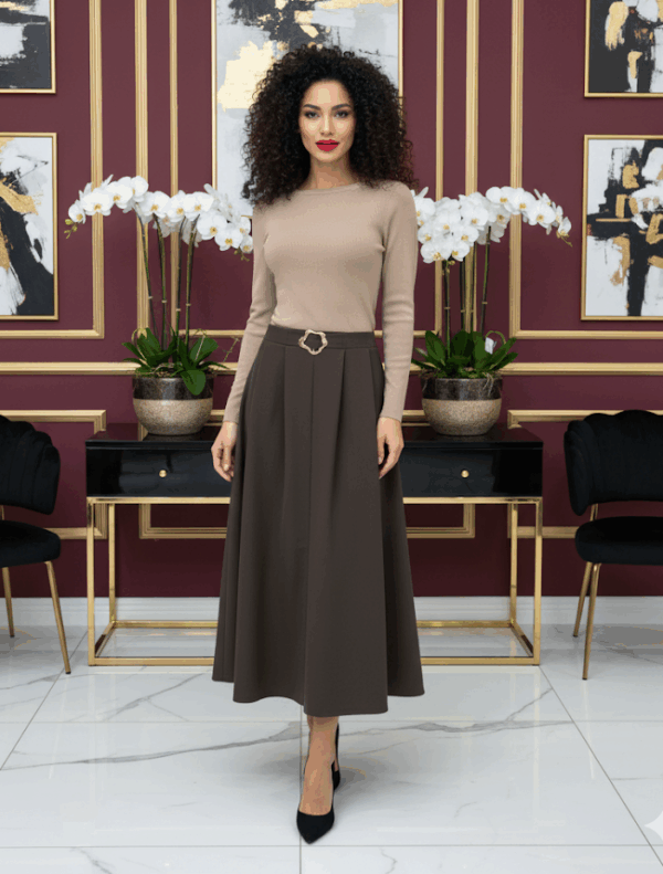 Mystic Day Frézia drapp-csokibarna ruha