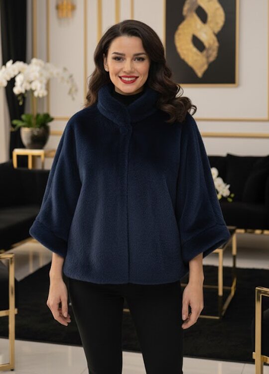 Selva sötétkék szőrme pelerin