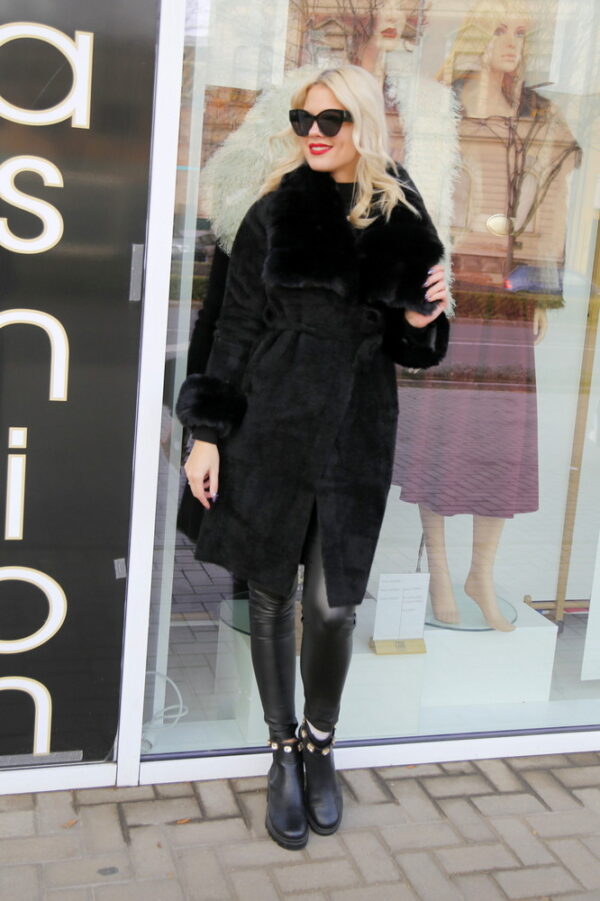 Alina fekete alpacca szőrmés kabát