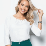 Mystic Day Ágota ekrü háromnegyedesujjú felső