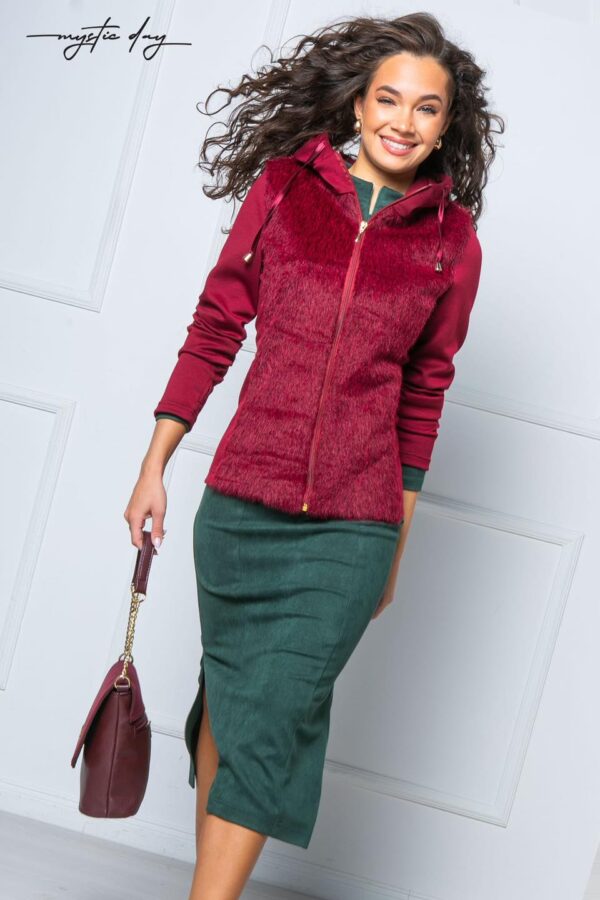 Mystic Day bordó szőrmés kiskabát