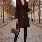 Cloé csokibarna szövet kabát