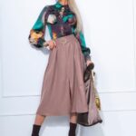 Mystic Day Frézia bronzarany csillogó midi szoknya