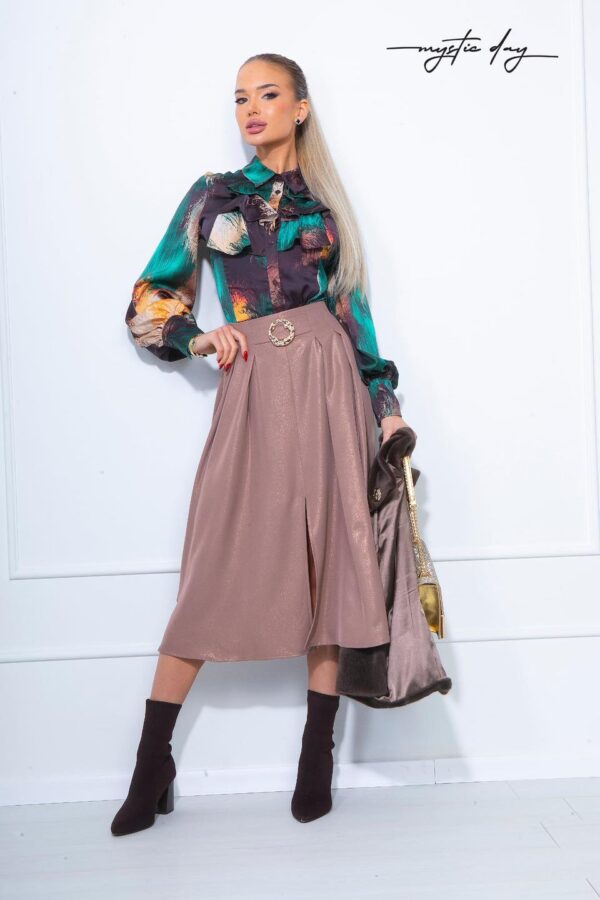 Mystic Day Frézia bronzarany csillogó midi szoknya
