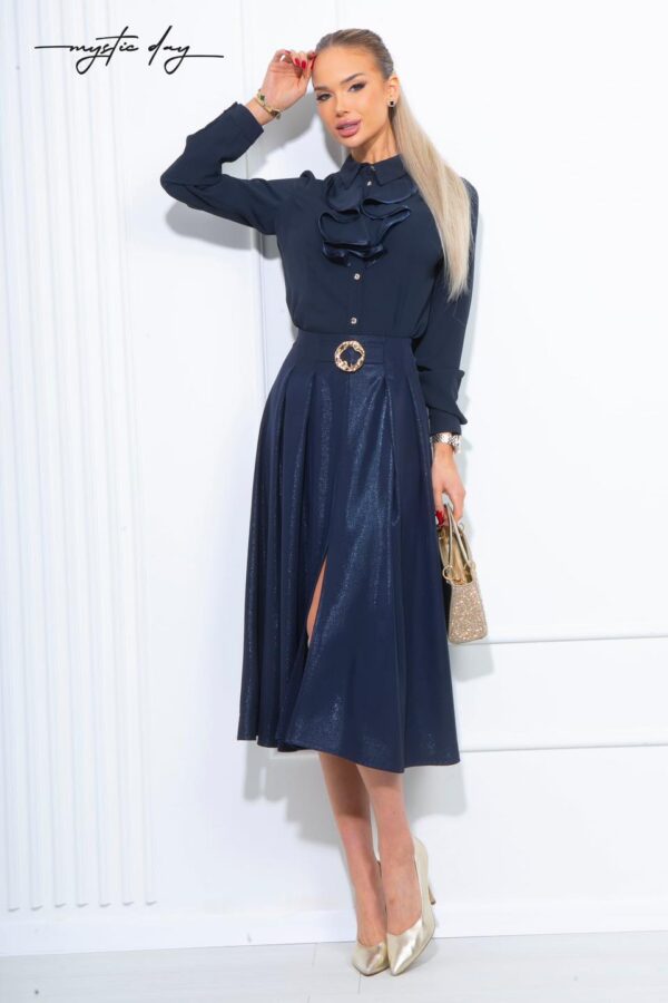 Mystic Day Frézia sötétkék csillogó midi szoknya
