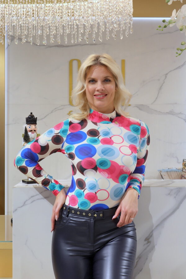 Gabika színek karika mintás hosszú ujjú felső