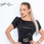 Tűzvirág fekete flitteres felső