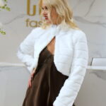 Szőrme fehér bordázott mini boleró/bunda