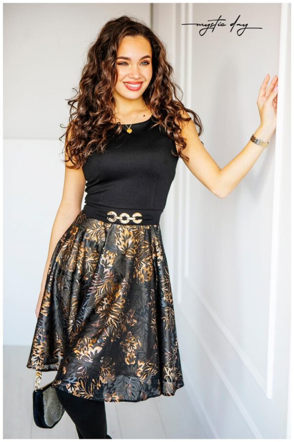 Mystic Day Annamíra fekete arany mintás ruha