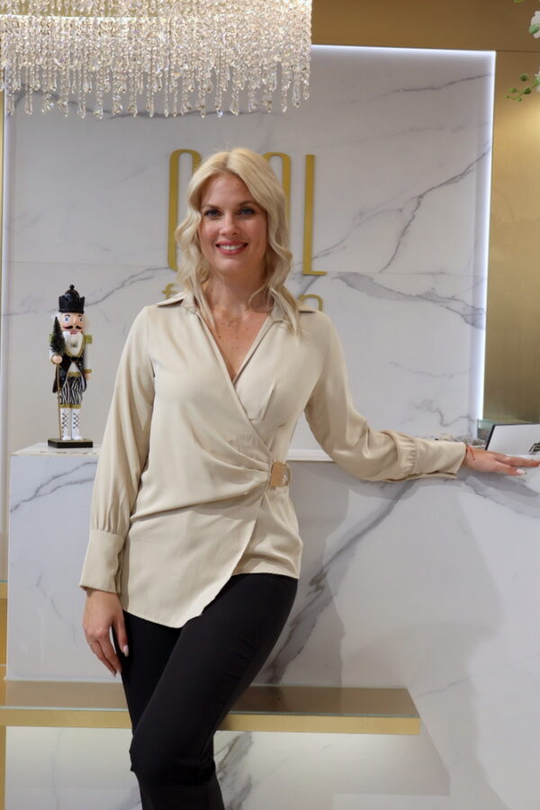 Avril beige arany díszes felső