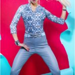 Mystic Day Denisa kék-drapp hullám mintás felső