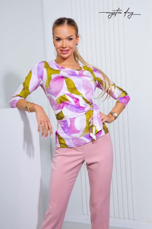 Mystic Day Manda rózsaszín-lila mintás 3/4 ujjú felső