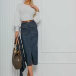 Mystic Day Zoé sötét farmerkék midi szoknya