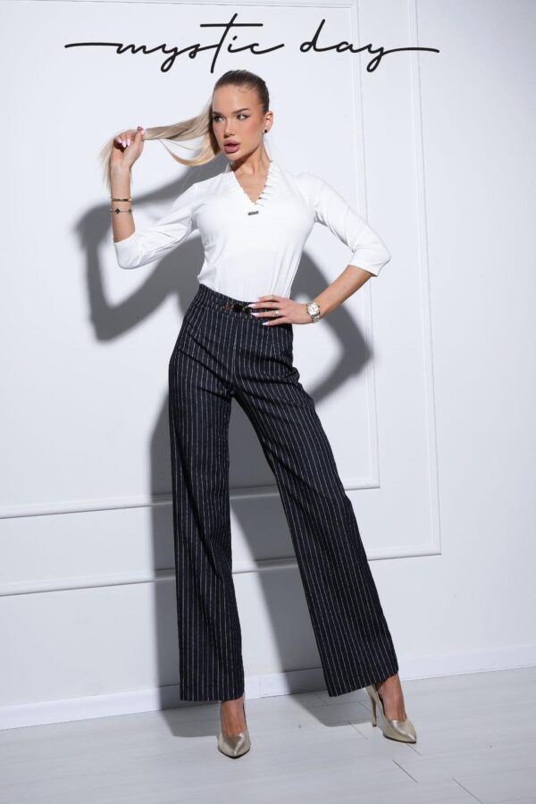 Mystic Day Angelika farmerkék csíkos arany kör öves nadrág