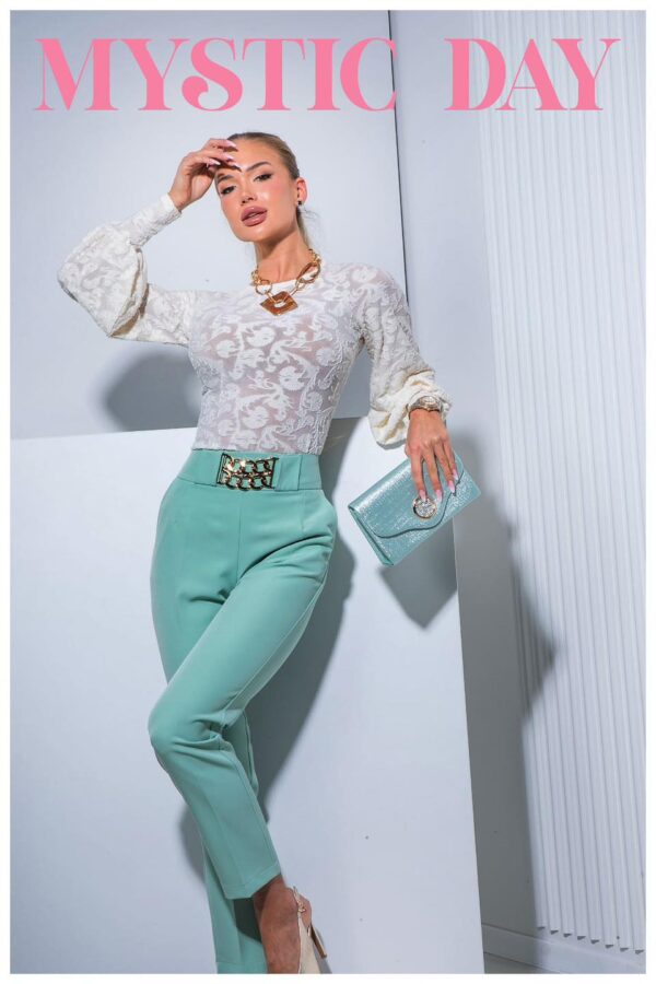 Mystic Day Raglán ekru 3D mintájú buggyos ujjú felső