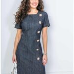 Mystic Day Zoé sötét farmer gombos ruha