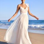 Zenia fehér-nude tüllös maxi ruha