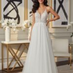 Rosina ekrü csipkés tüllös fűzős maxi ruha