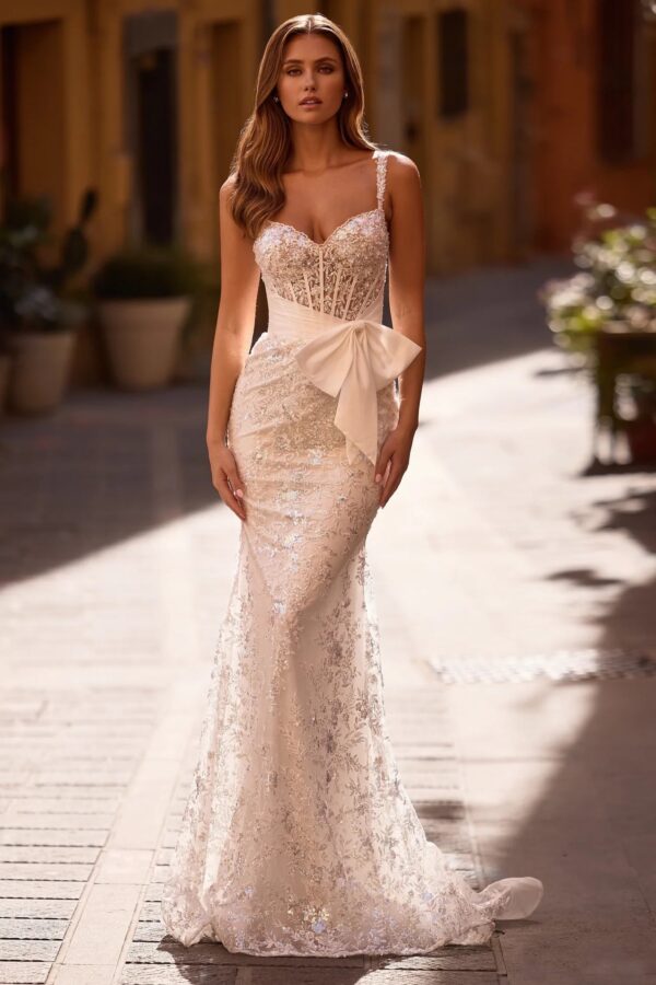 Lurena fehér flitteres maxi ruha