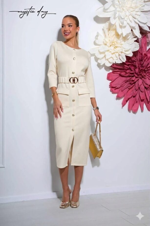 Mystic Day Fanni krém midi ruha