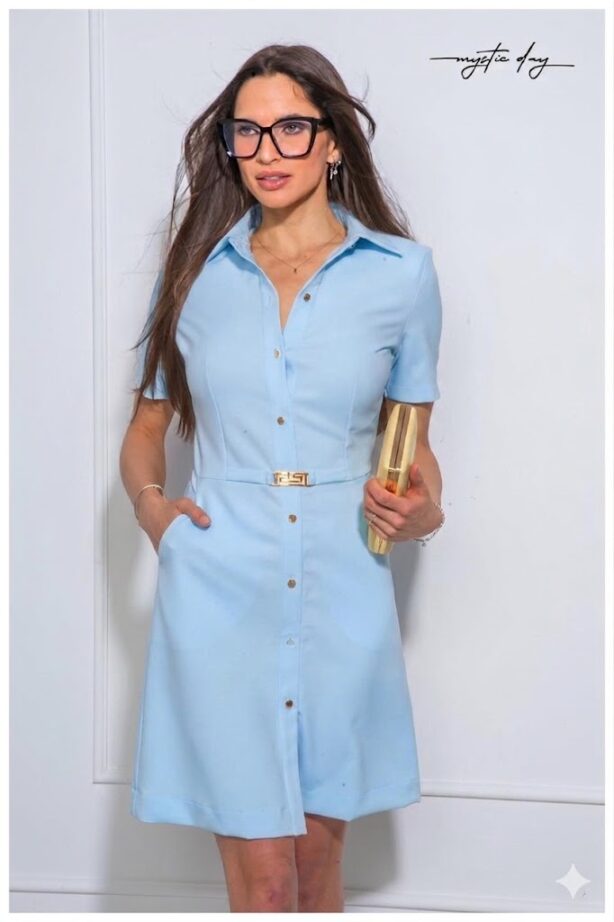 Karolina Zita babakék rövid ujjú ruha