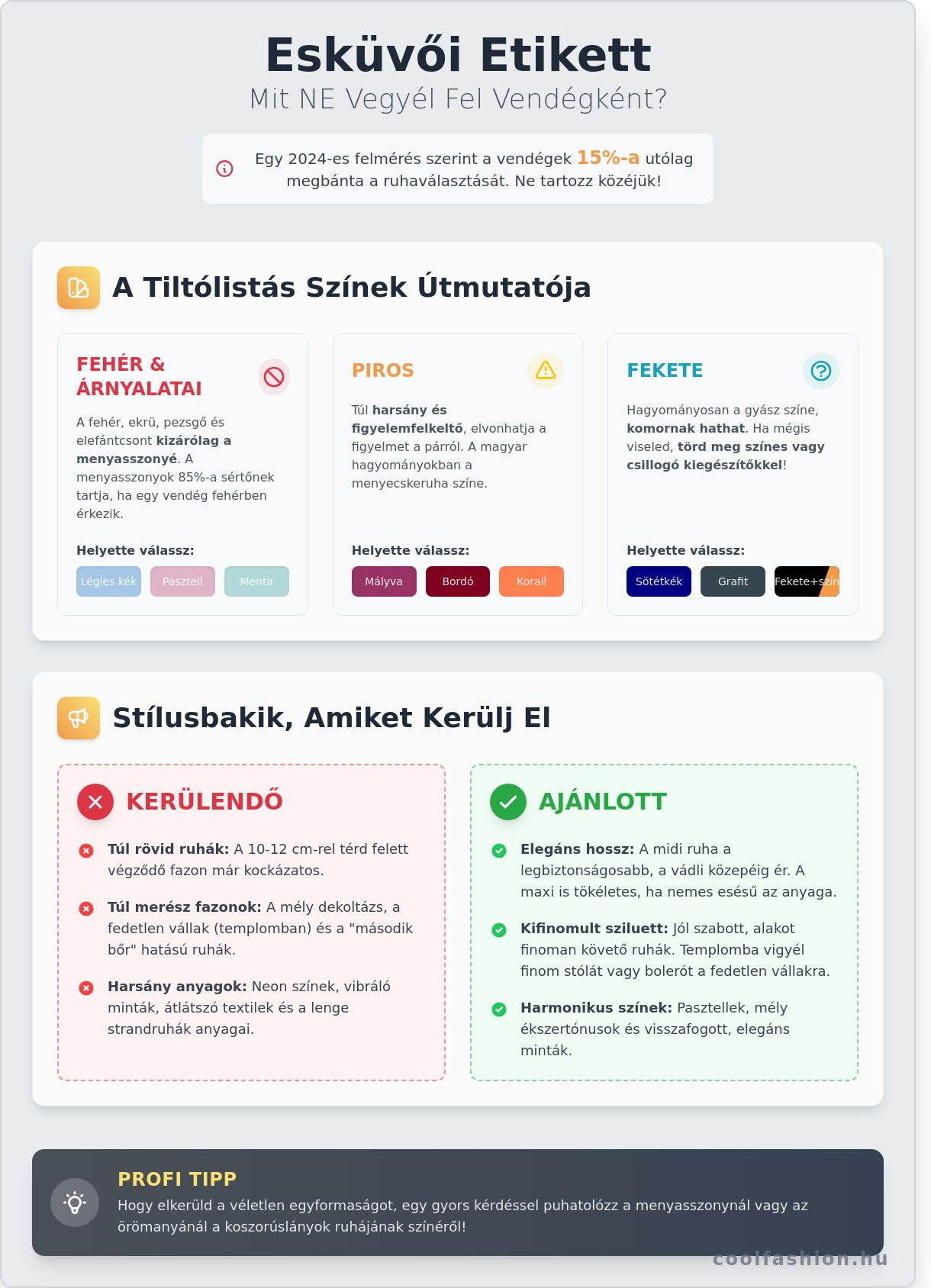 Mit ne vegyél fel esküvőre? 2026-os esküvői etikett kalauz vendégeknek