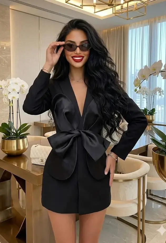 Luxella fekete masnis mini ruha